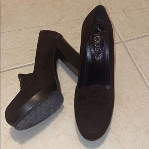 Tod’s Suede Heel Loafer